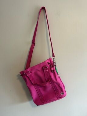 Lacoste Pink Shoulder cross body canvas Tote Bag